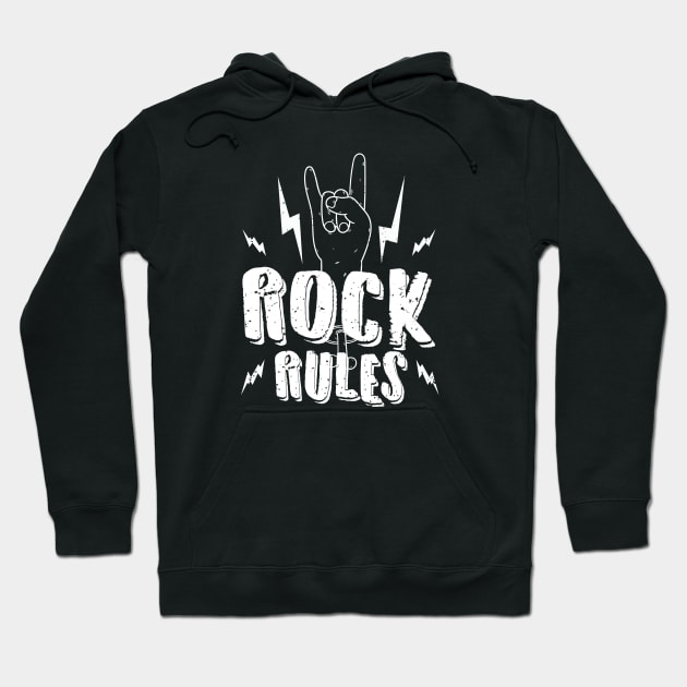 Rock Rules Rock And Roll Music Inspired Graphic Hoodie by UNDERGROUNDROOTS